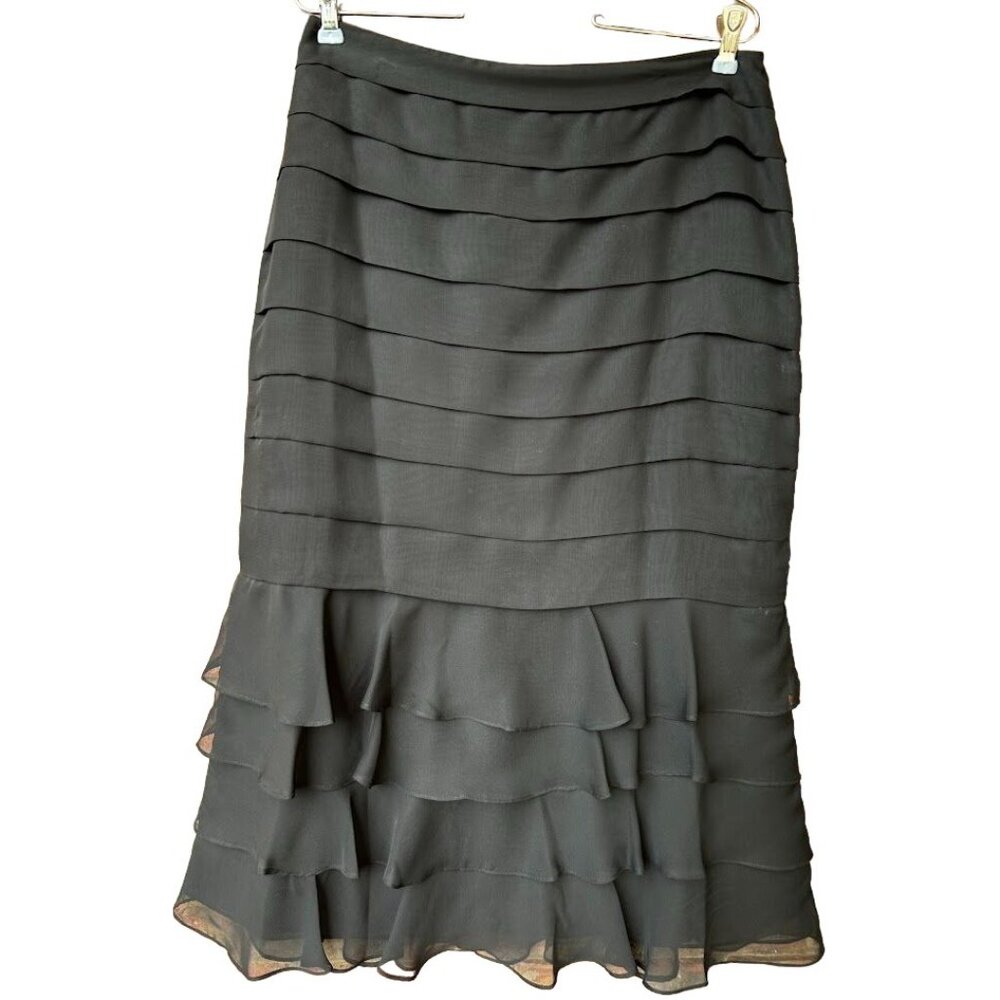 Dorman Women's Black‎ Tiered Ruffle Long Maxi Formal Skirt Size M